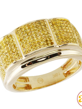 10KY 0.75CTW YELLOW DIAMOND MENS RING