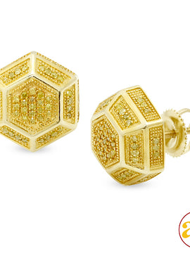 10KY 0.35CTW YELLOW DIAMOND HEXAGON EARRINGS