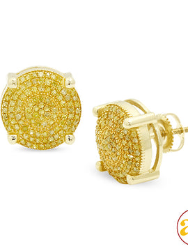 10KY 0.60CTW YELLOW DIAMOND DISC EARRINGS