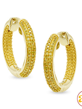 10KY 0.50CTW YELLOW DIAMOND HOOP EARRINGS