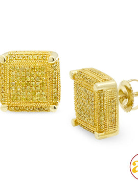 10KY 0.60CTW YELLOW DIAMOND CUBE EARRINGS