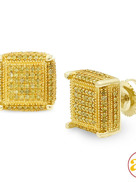 10KY 0.50CTW YELLOW DIAMOND CUBE EARRINGS