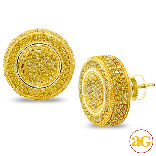 10KY 1.65CTW YELLOW DIAMOND FLAT BUTTON EARRINGS