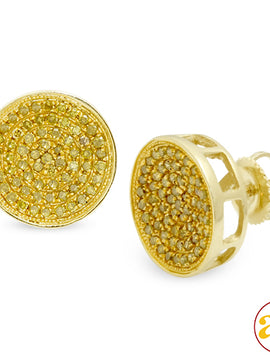 10KY 0.75CTW YELLOW DIAMOND CONCAVE DISC EARRINGS