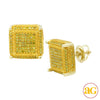 10KY 0.75CTW YELLOW DIAMOND CUBE EARRINGS