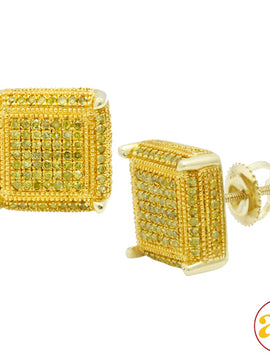 10KY 0.75CTW YELLOW DIAMOND CUBE EARRINGS