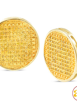 10KY 0.50CTW YELLOW DIAMOND ROUND FLAT EARRINGS