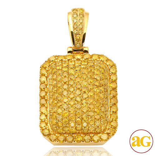 10KY 3.85CTW YELLOW DIAMOND 3-D DOME DOGTAG PENDAN